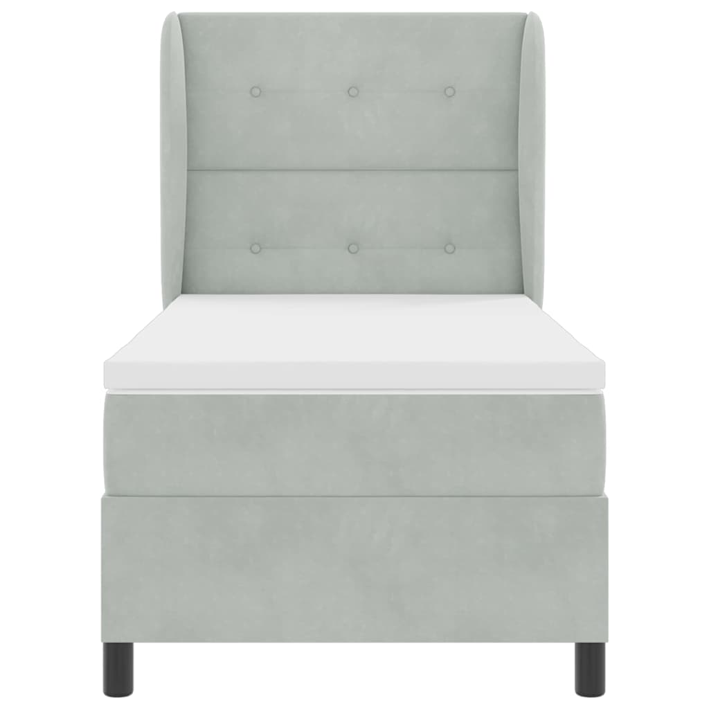 Letto a molle con materasso Grigio chiaro 200 x 80 cm Velluto | homemem39