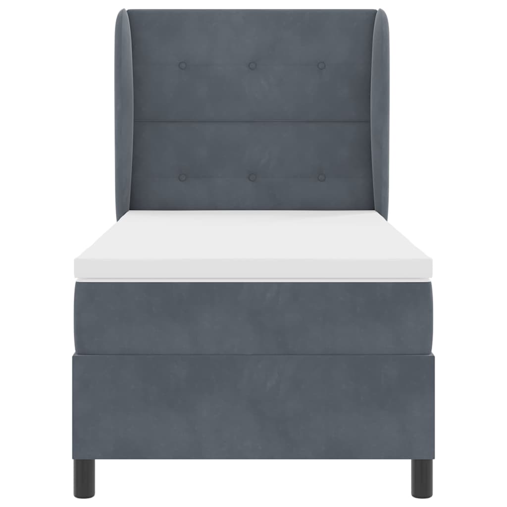Letto a molle con materasso Grigio scuro 200 x 80 cm Velluto | homemem39