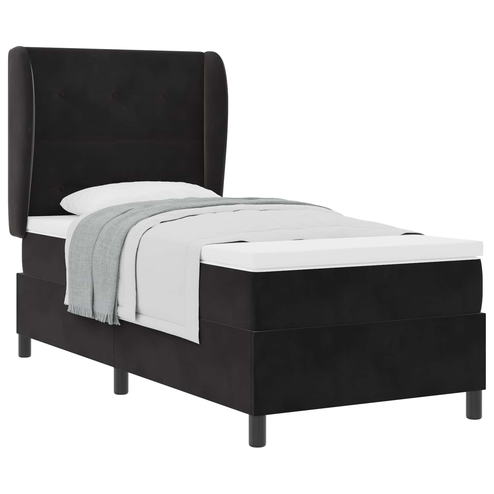 Letto a molle con materasso Nero 200 x 80 cm Velluto | homemem39