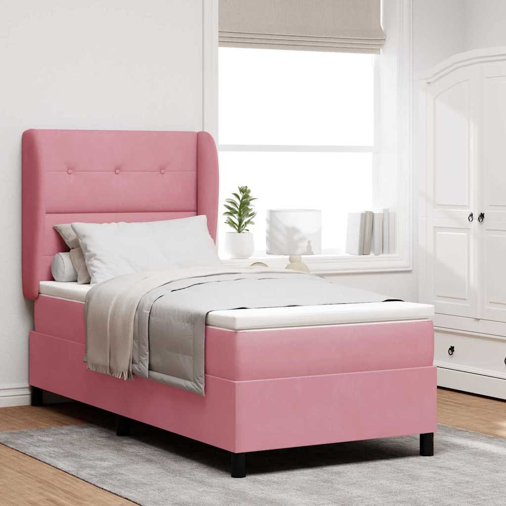 Letto a molle con materasso Rosa 200 x 80 cm Velluto | homemem39