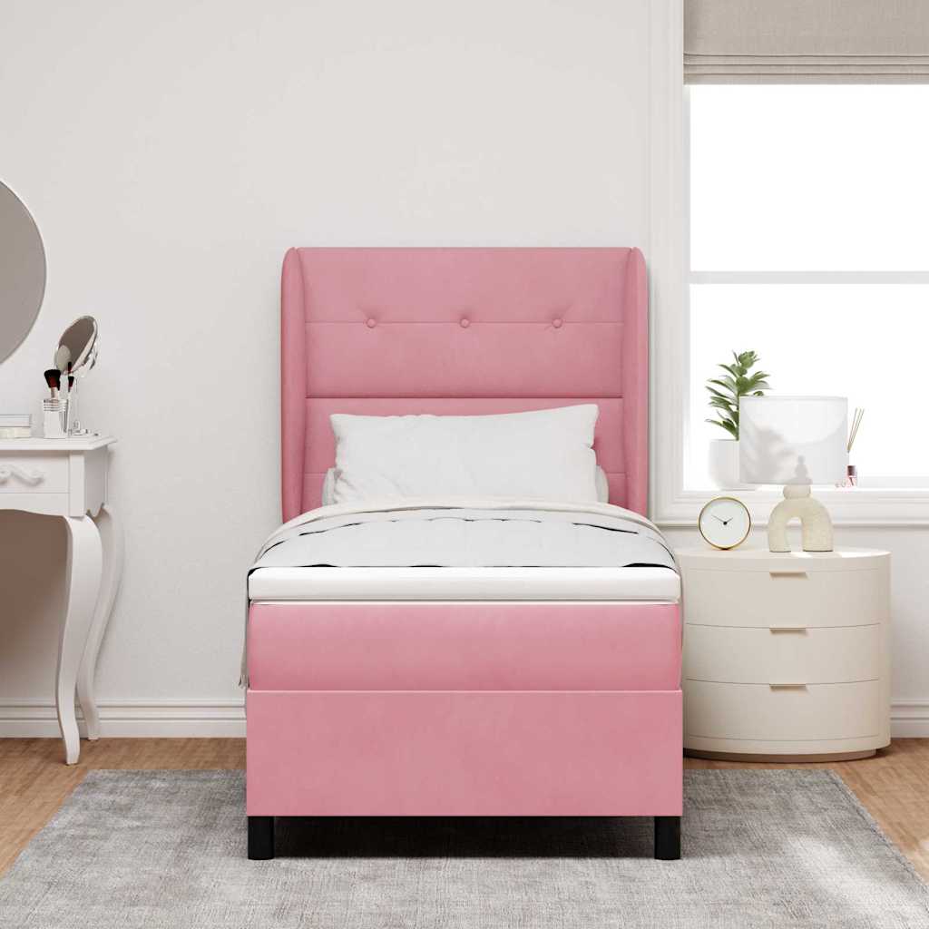 Letto a molle con materasso Rosa 200 x 80 cm Velluto | homemem39