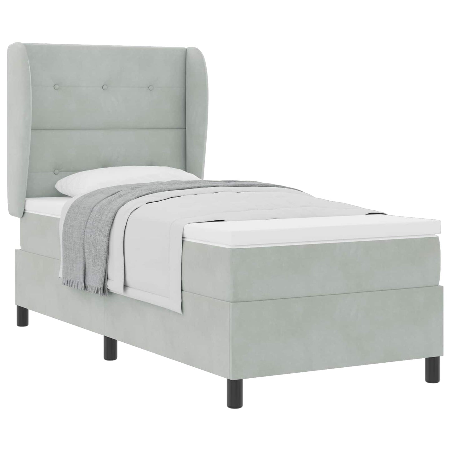 Letto a molle con materasso Grigio chiaro 190 x 90 cm Velluto | homemem39