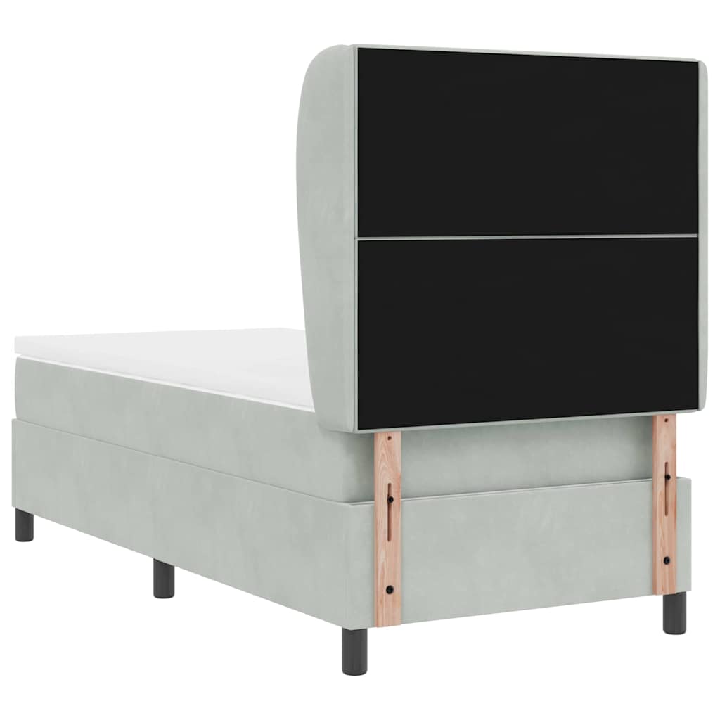Letto a molle con materasso Grigio chiaro 190 x 90 cm Velluto | homemem39