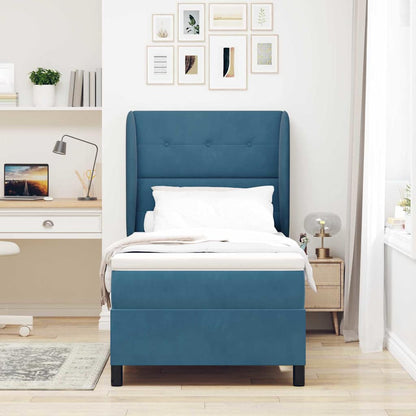 Letto a molle con materasso Blu Scuro 190 x 90 cm Velluto | homemem39