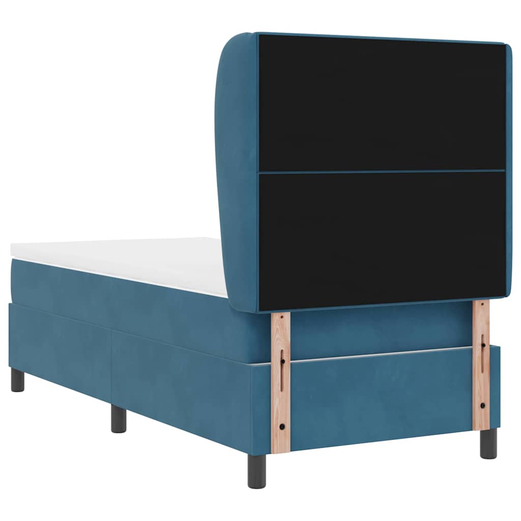 Letto a molle con testiera Blu Scuro 190 x 90 cm Velluto