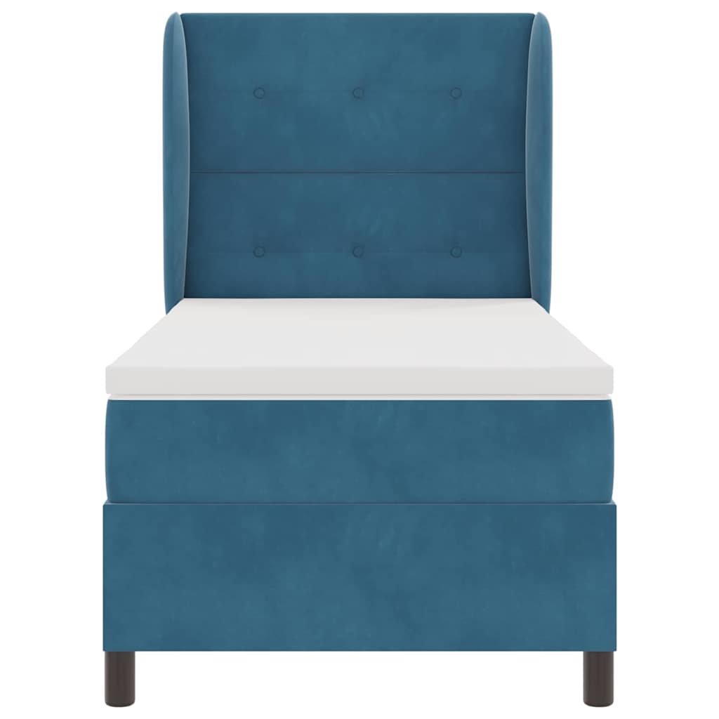 Letto a molle con materasso Blu Scuro 190 x 90 cm Velluto | homemem39