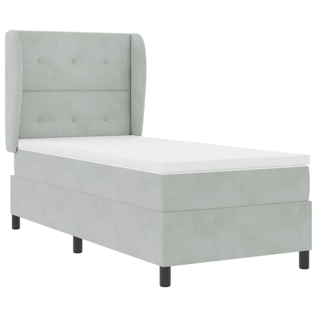 Letto a molle con materasso Grigio chiaro 200 x 90 cm Velluto | homemem39