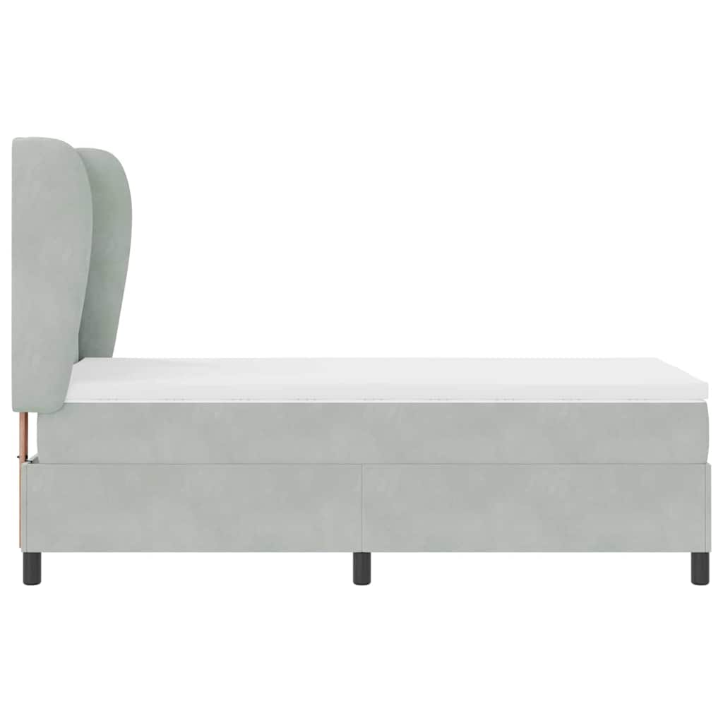 Letto a molle con materasso Grigio chiaro 200 x 90 cm Velluto | homemem39