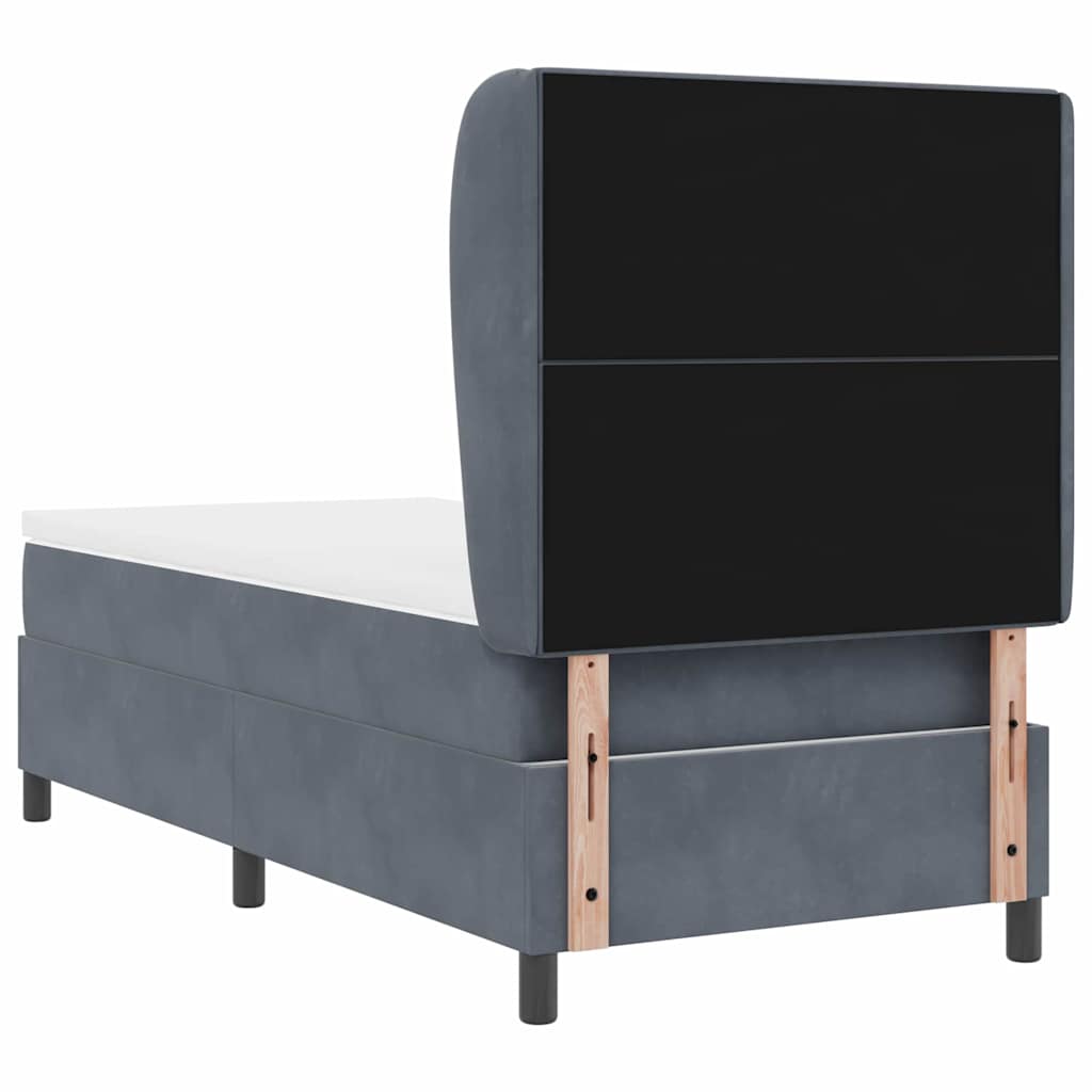 Letto a molle con testiera Grigio scuro 200 x 90 cm Velluto
