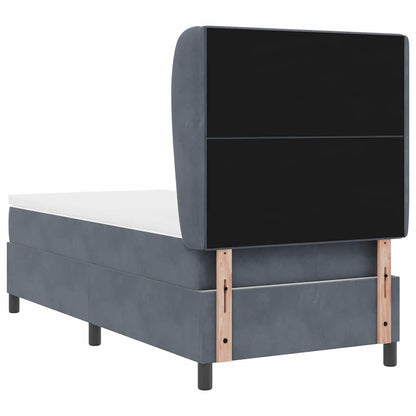 Letto a molle con testiera Grigio scuro 200 x 90 cm Velluto