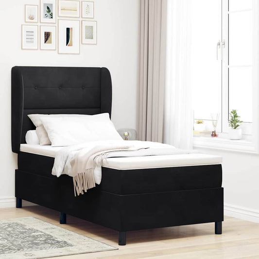 Letto a molle con materasso Nero 200 x 90 cm Velluto | homemem39