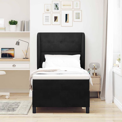 Letto a molle con materasso Nero 200 x 90 cm Velluto | homemem39