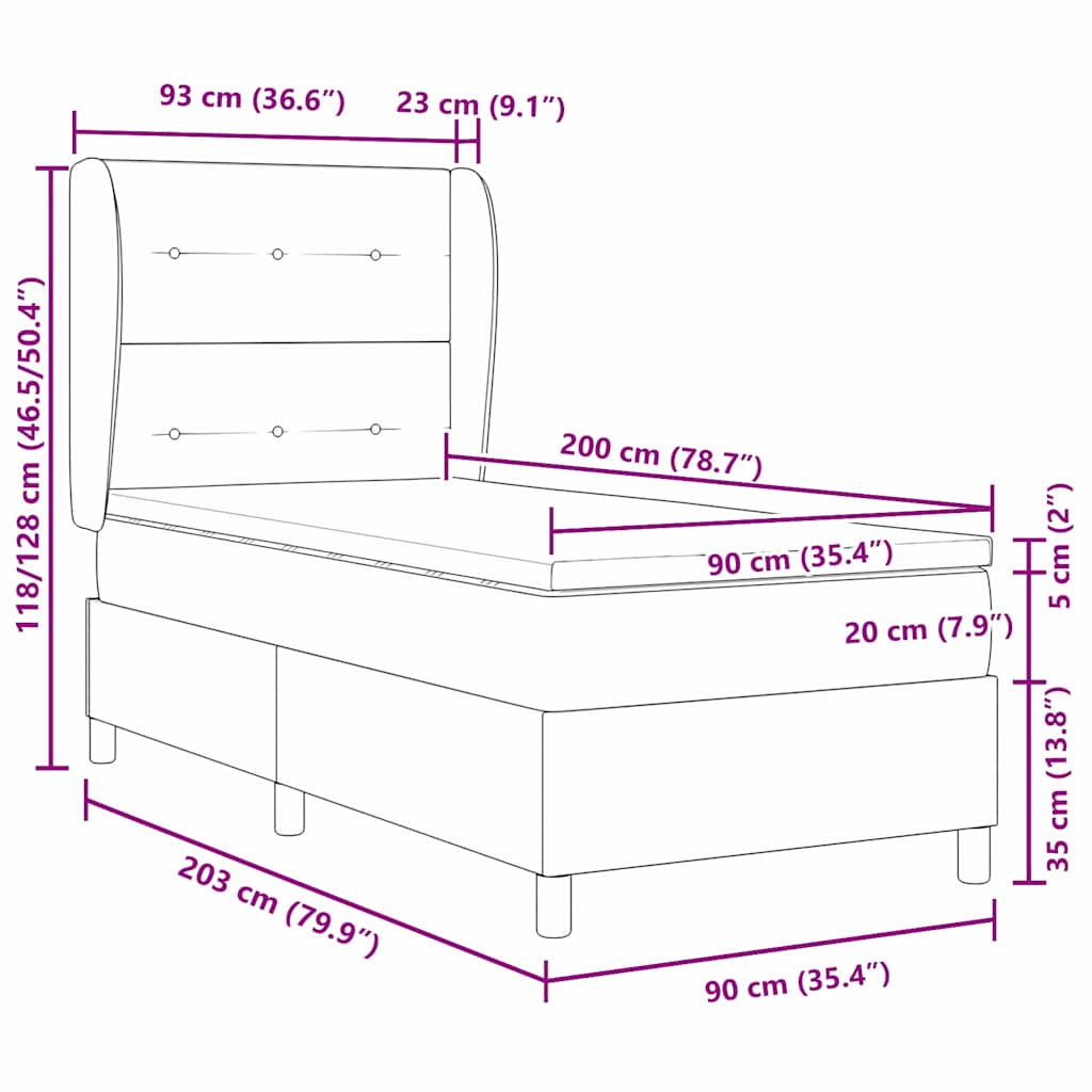 Letto a molle con testiera Verde Scuro 200 x 90 cm Velluto | homemem39