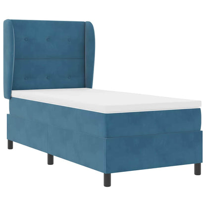 Letto a molle con materasso Blu Scuro 200 x 90 cm Poliestere