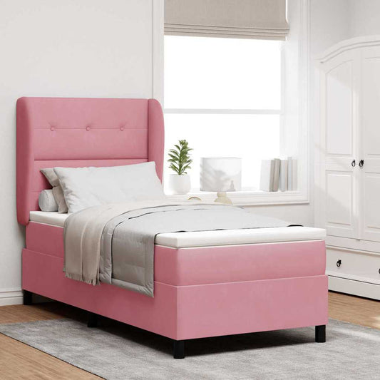 Letto a molle con testiera Rosa 200 x 90 cm Velluto | homemem39