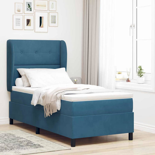 Letto a molle con testiera Blu Scuro 200 x 100 cm Velluto | homemem39