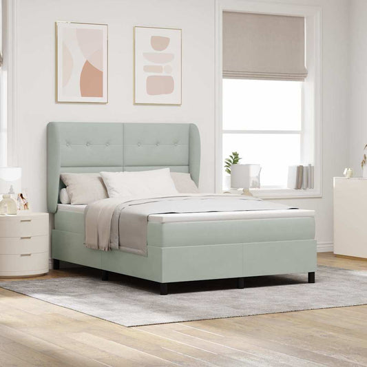 Letto a molle con testiera Grigio chiaro 190 x 140 cm Velluto | homemem39