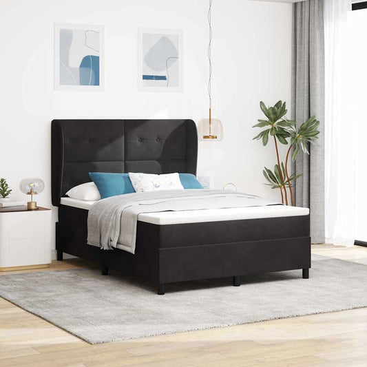 Letto a molle con testiera Nero 190 x 140 cm Velluto | homemem39