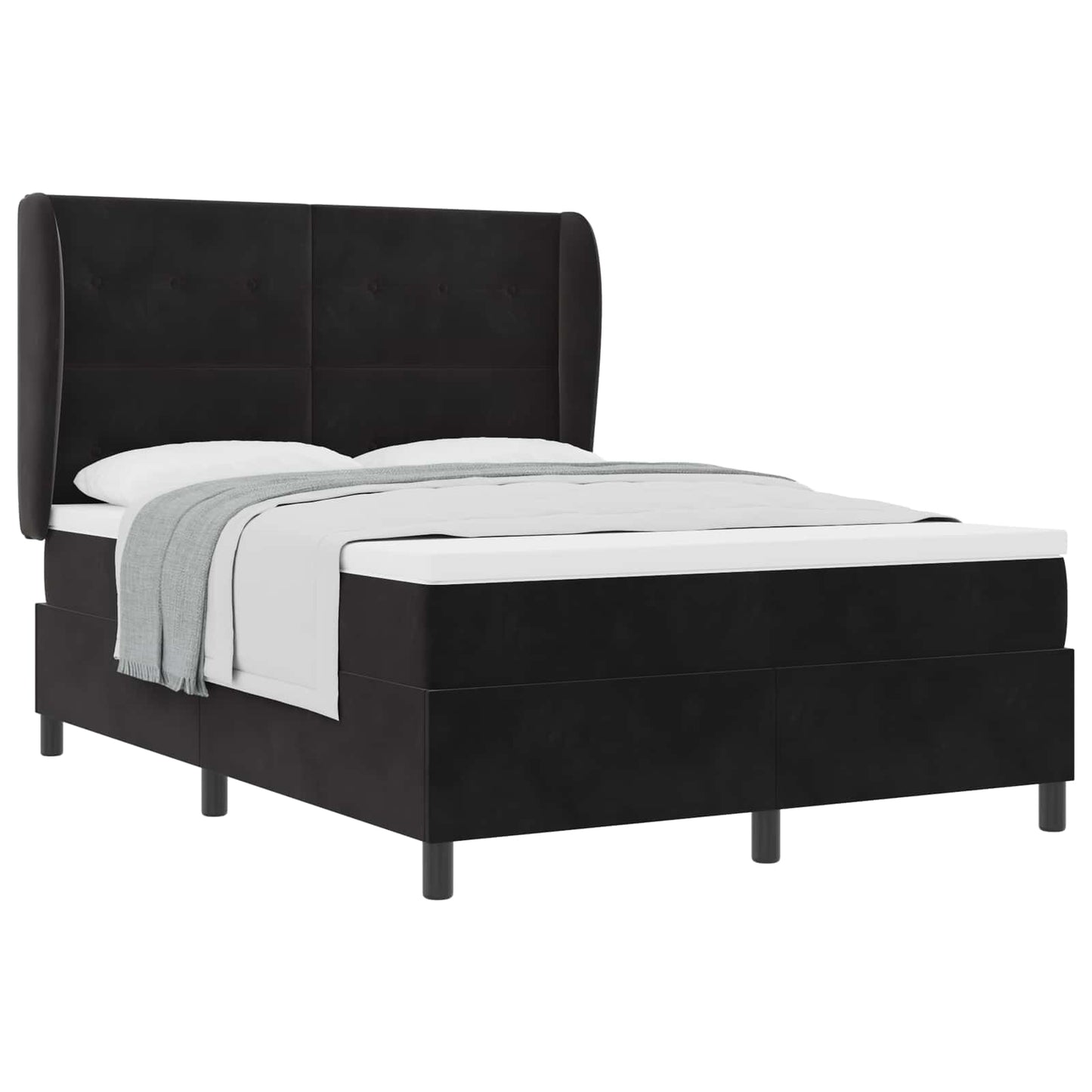 Letto a molle con testiera Nero 190 x 140 cm Velluto | homemem39