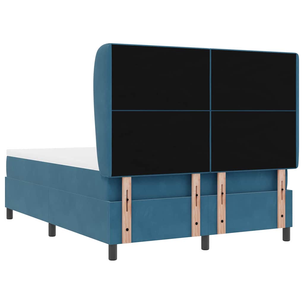 Letto a molle con testiera Blu Scuro 190 x 140 cm Velluto | homemem39