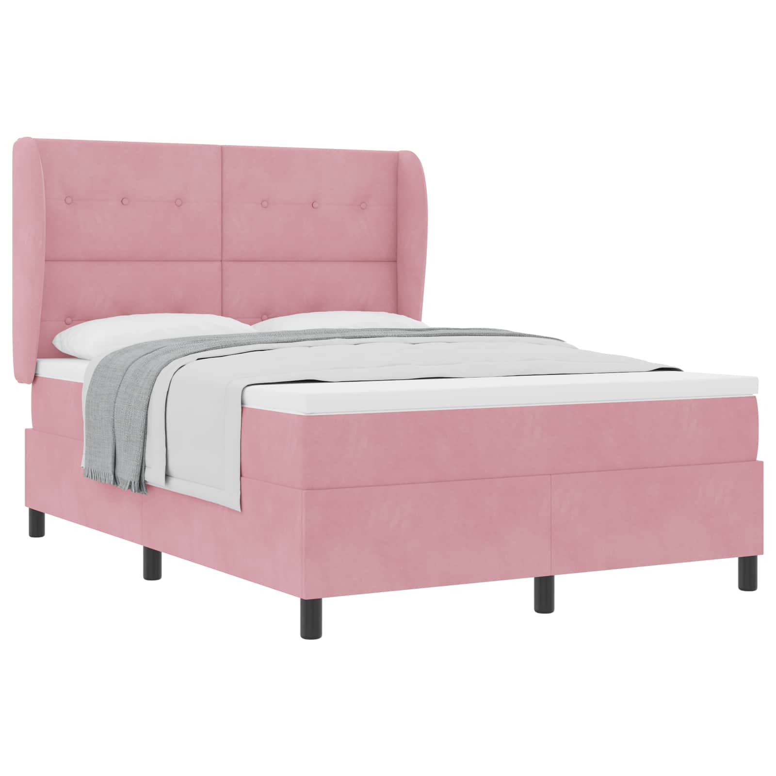 Letto a molle con testiera Rosa 190 x 140 cm Velluto | homemem39