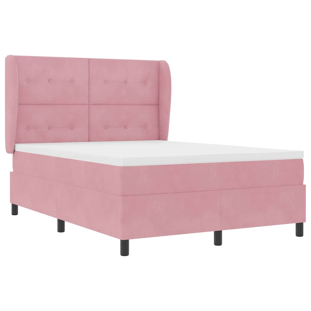 Letto a molle con testiera Rosa 190 x 140 cm Velluto | homemem39