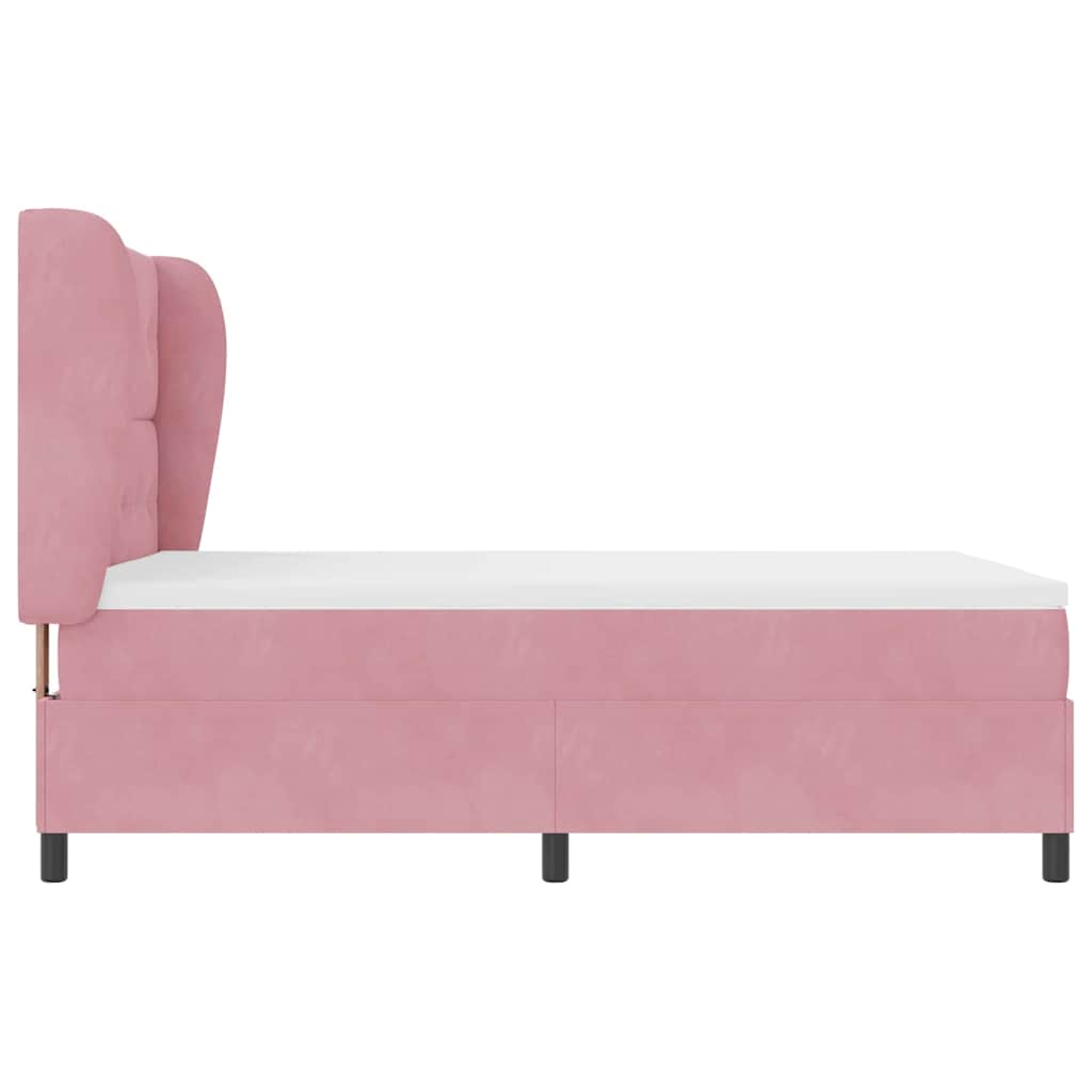 Letto a molle con testiera Rosa 190 x 140 cm Velluto | homemem39