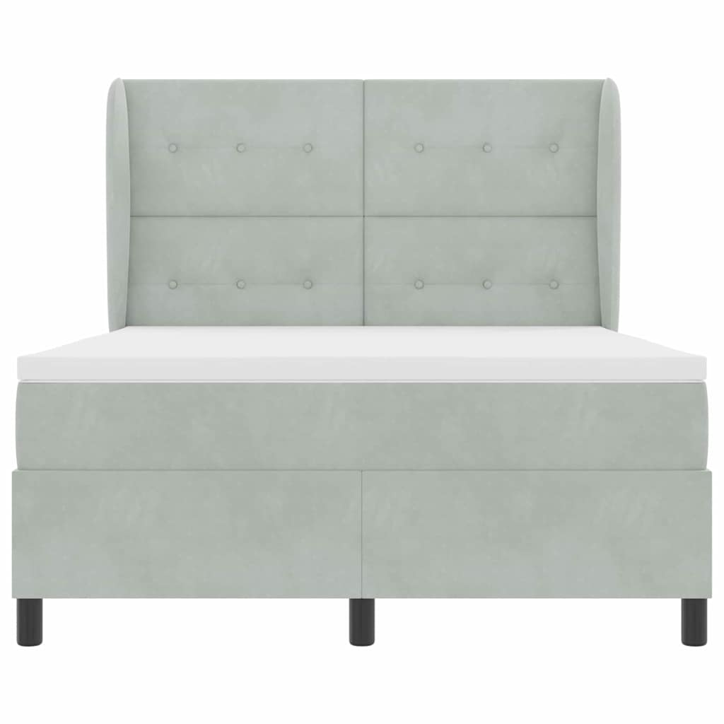 Letto a molle con testiera Grigio chiaro 200 x 140 cm Velluto | homemem39