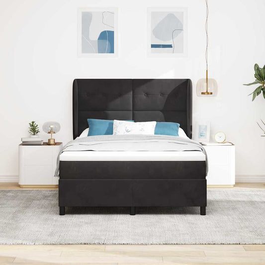 Letto a molle con testiera Nero 200 x 140 cm Velluto | homemem39