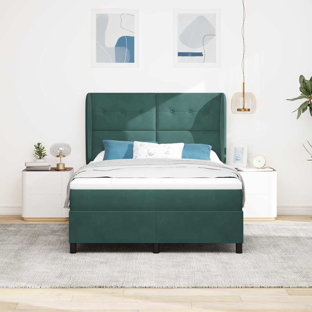 Letto a molle con testiera Verde Scuro 200 x 140 cm Velluto | homemem39