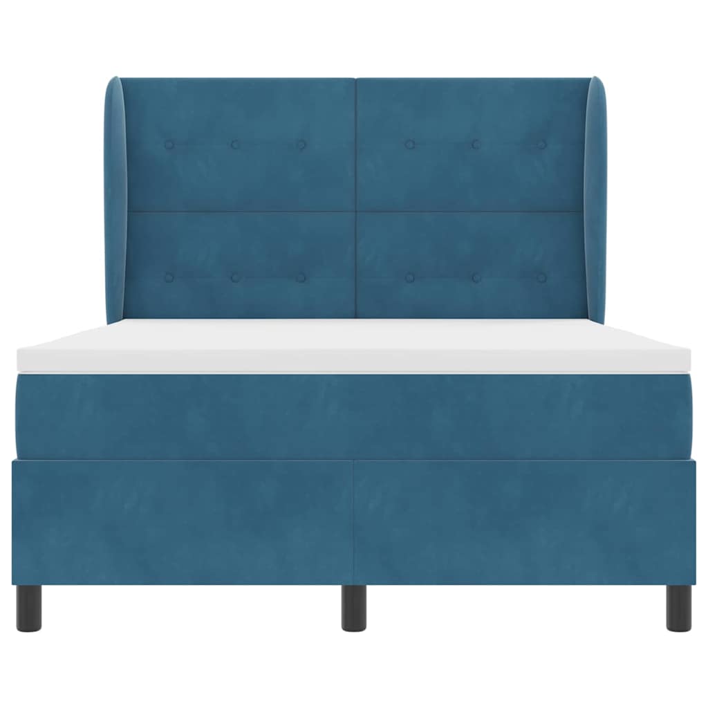 Letto a molle con testiera Blu Scuro 200 x 140 cm Velluto | homemem39