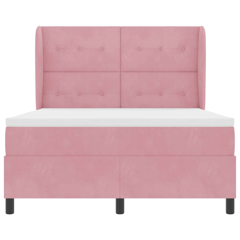 Letto a molle con testiera Rosa 200 x 140 cm Velluto | homemem39