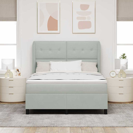 Letto a molle con testiera Grigio chiaro 200 x 160 cm Velluto | homemem39