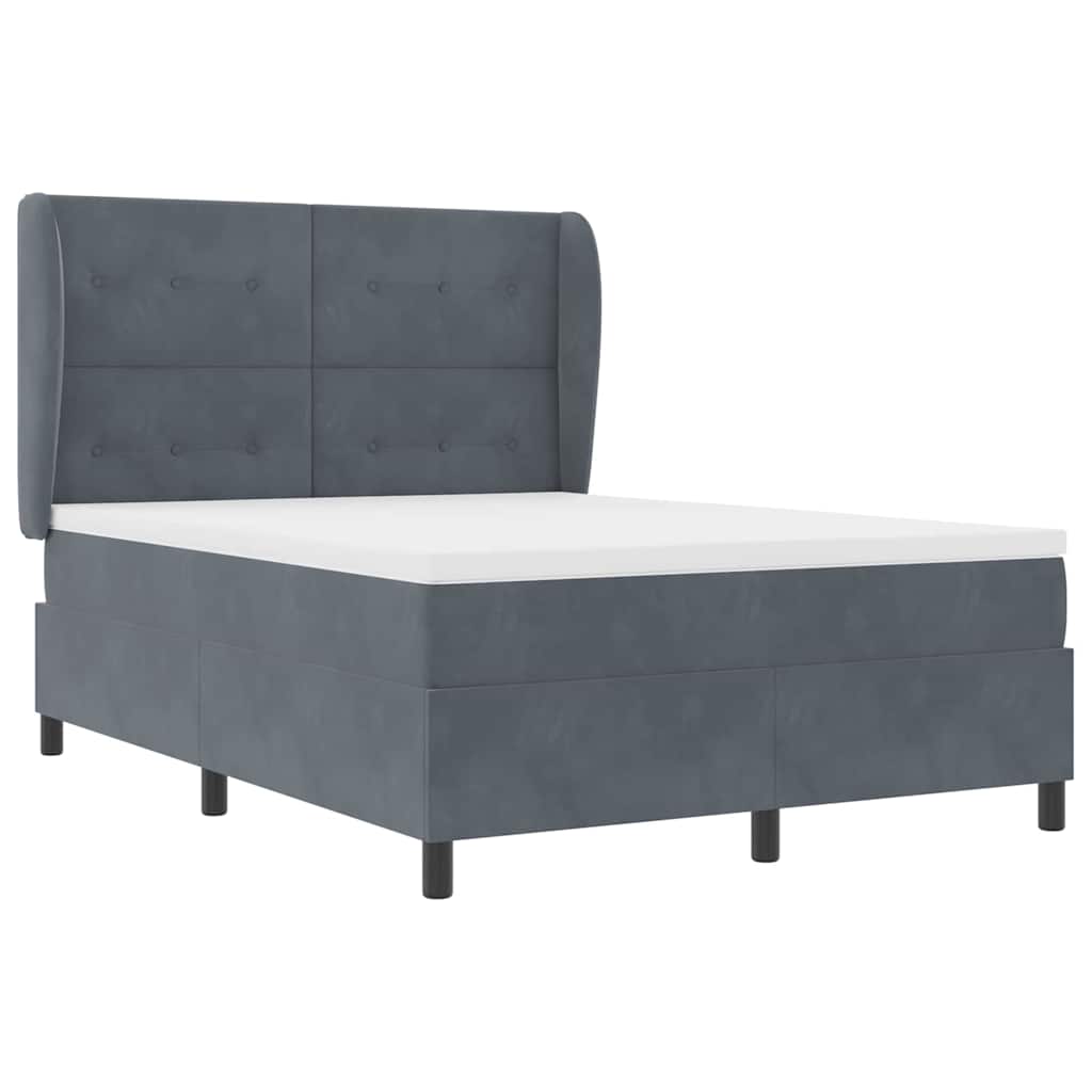 Letto a molle con testiera Grigio scuro 200 x 160 cm Velluto | homemem39
