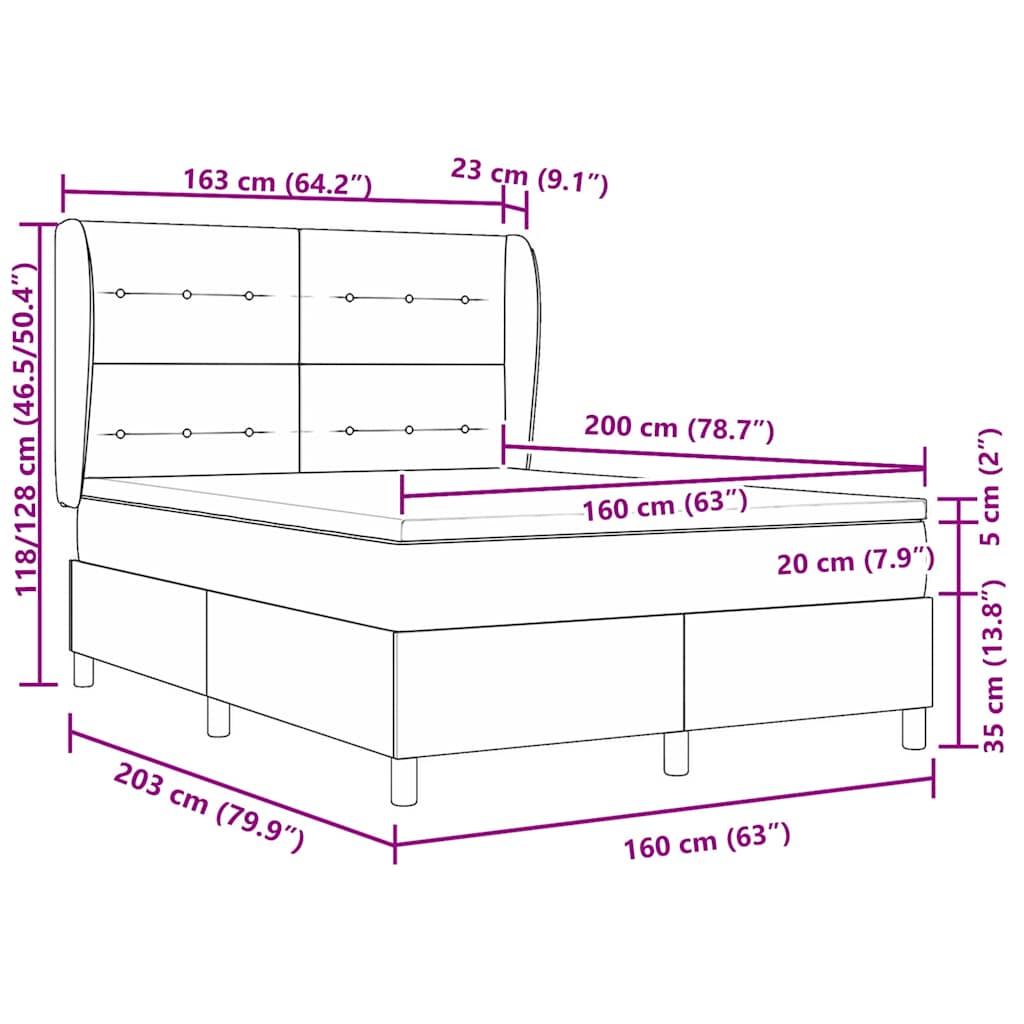 Letto a molle con testiera Blu Scuro 200 x 160 cm Velluto | homemem39