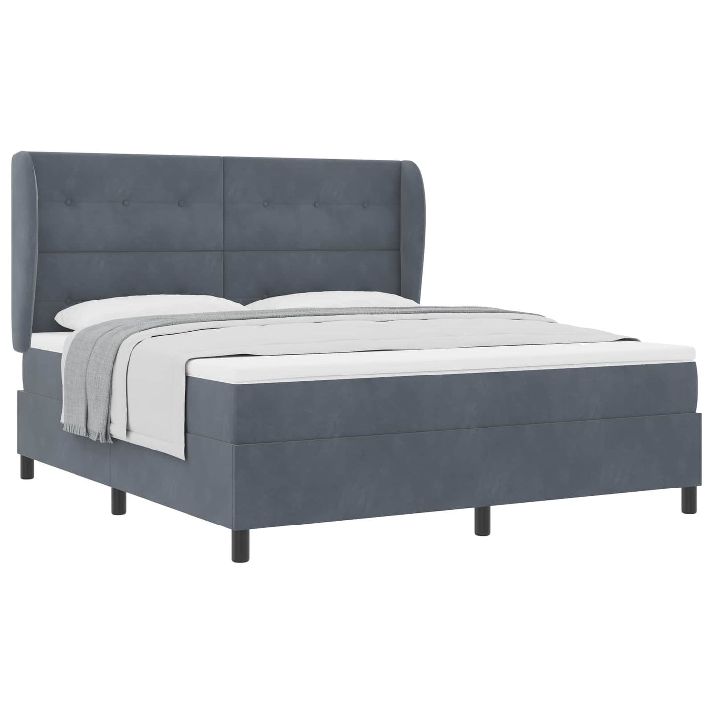 Letto a molle con cuscino Grigio scuro 200 x 180 cm Velluto | homemem39