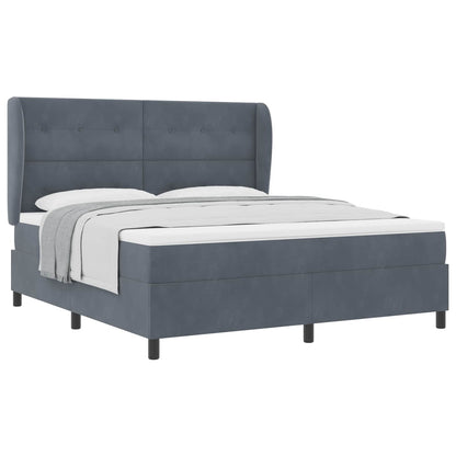 Letto a molle con cuscino Grigio scuro 200 x 180 cm Velluto | homemem39