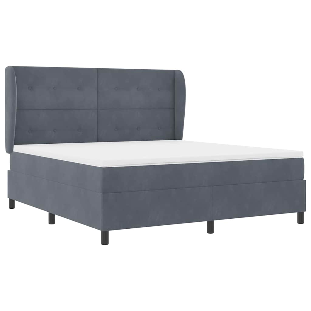 Letto a molle con cuscino Grigio scuro 200 x 180 cm Velluto | homemem39