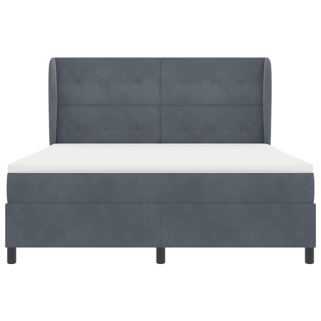 Letto a molle con cuscino Grigio scuro 200 x 180 cm Velluto | homemem39