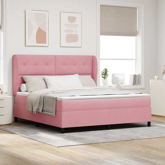 Letto a molle con testiera Rosa 200 x 180 cm Velluto | homemem39