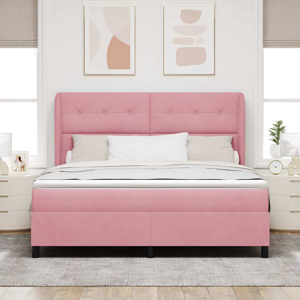 Letto a molle con testiera Rosa 200 x 180 cm Velluto | homemem39