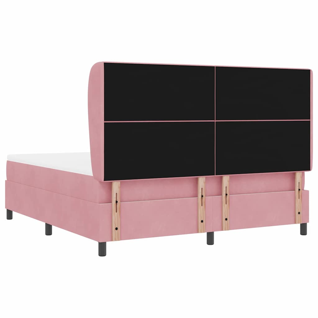 Letto a molle con testiera Rosa 200 x 180 cm Velluto | homemem39