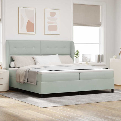 Letto a molle con testiera Grigio chiaro 200 x 200 cm Velluto | homemem39