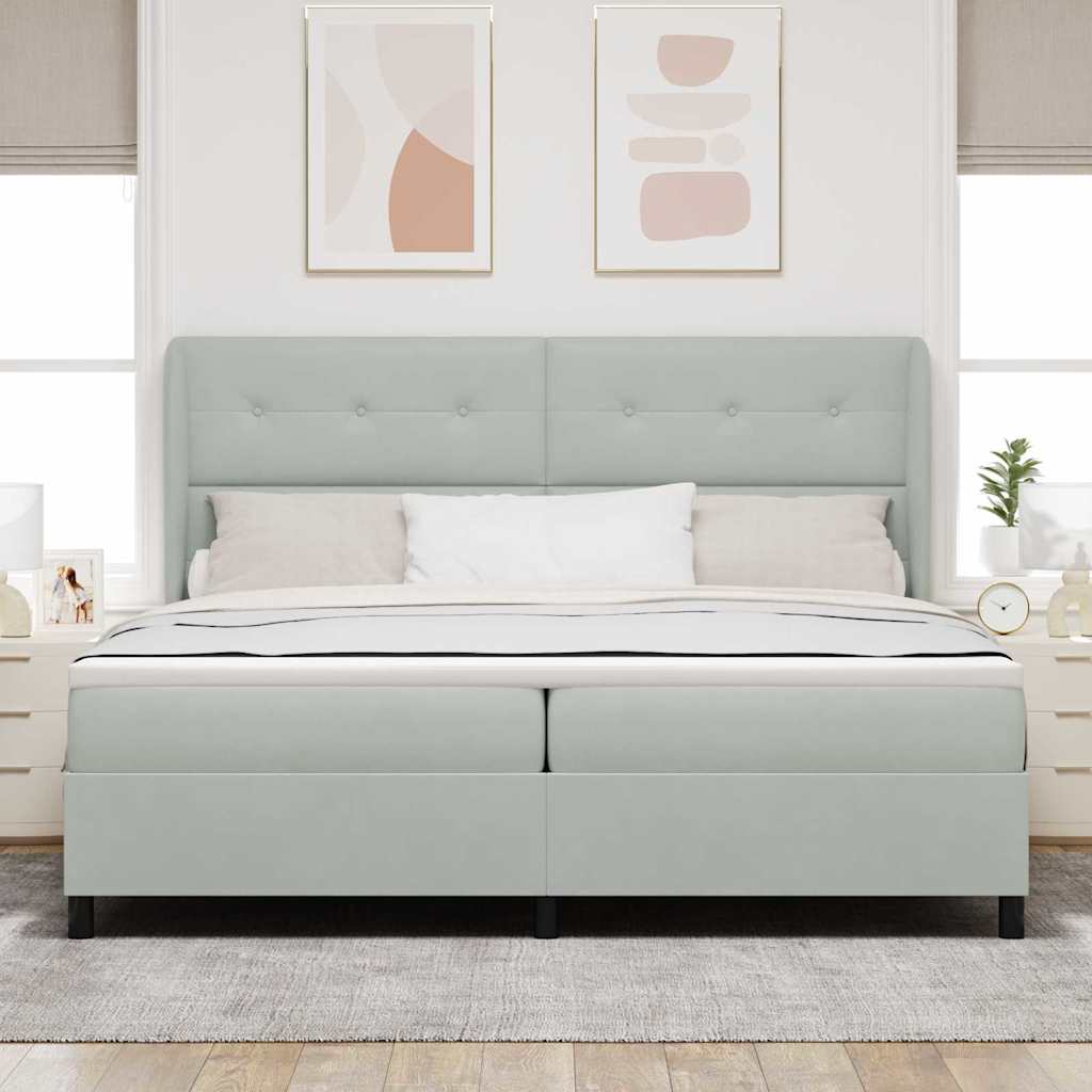 Letto a molle con testiera Grigio chiaro 200 x 200 cm Velluto | homemem39