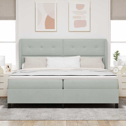 Letto a molle con testiera Grigio chiaro 200 x 200 cm Velluto | homemem39