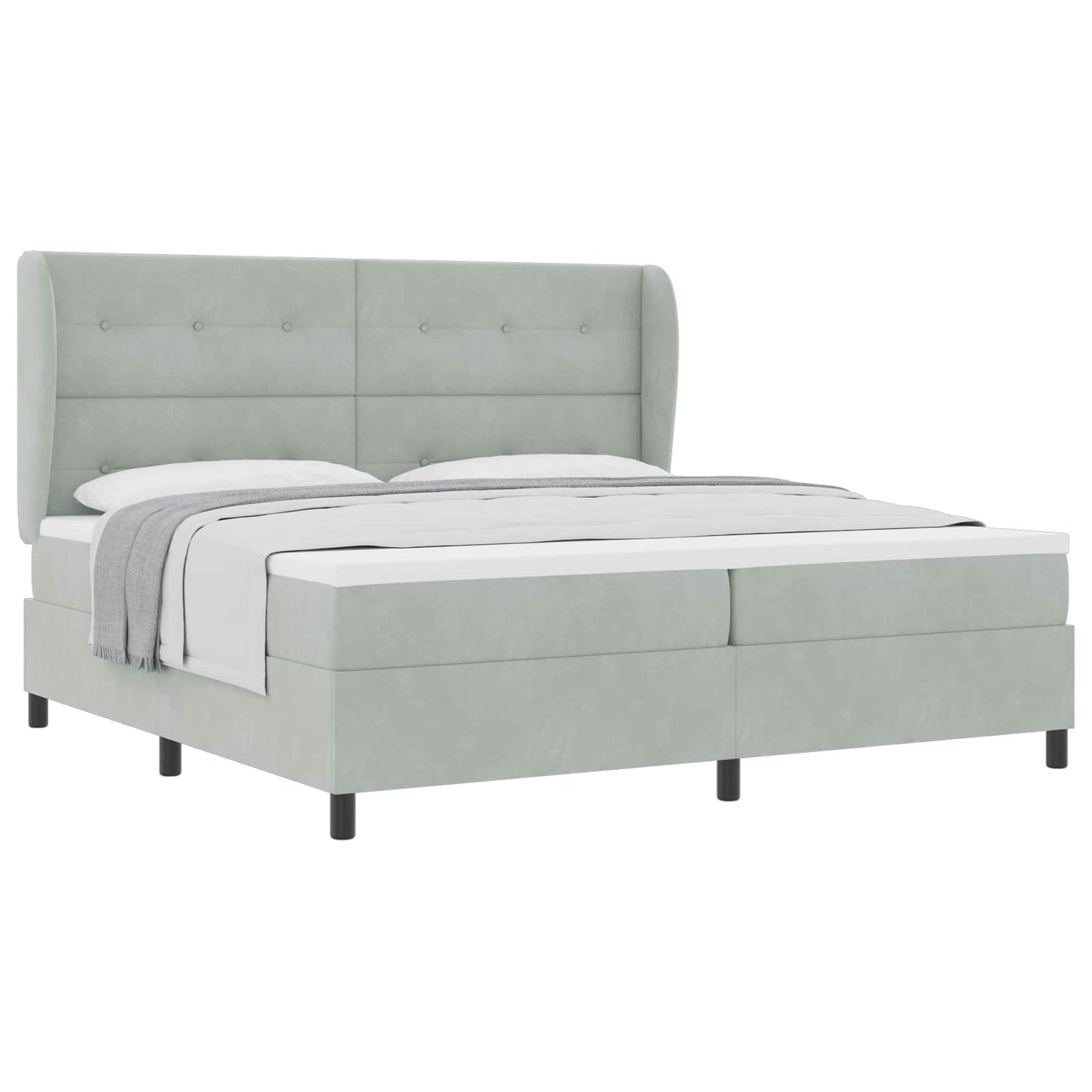 Letto a molle con testiera Grigio chiaro 200 x 200 cm Velluto | homemem39