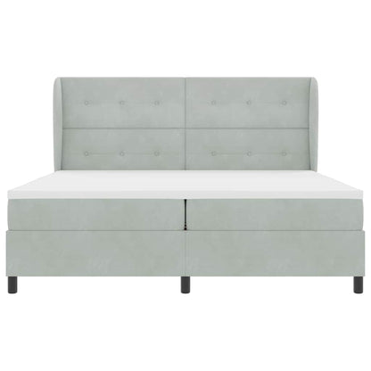 Letto a molle con testiera Grigio chiaro 200 x 200 cm Velluto | homemem39
