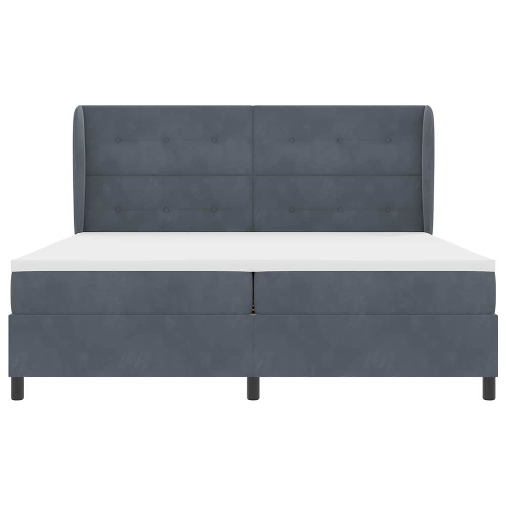 Letto a molle con testiera Grigio scuro 200 x 200 cm Poliestere