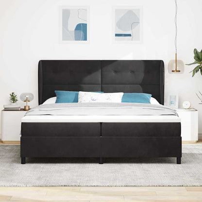 Letto a molle con testiera Nero 200 x 200 cm Velluto | homemem39
