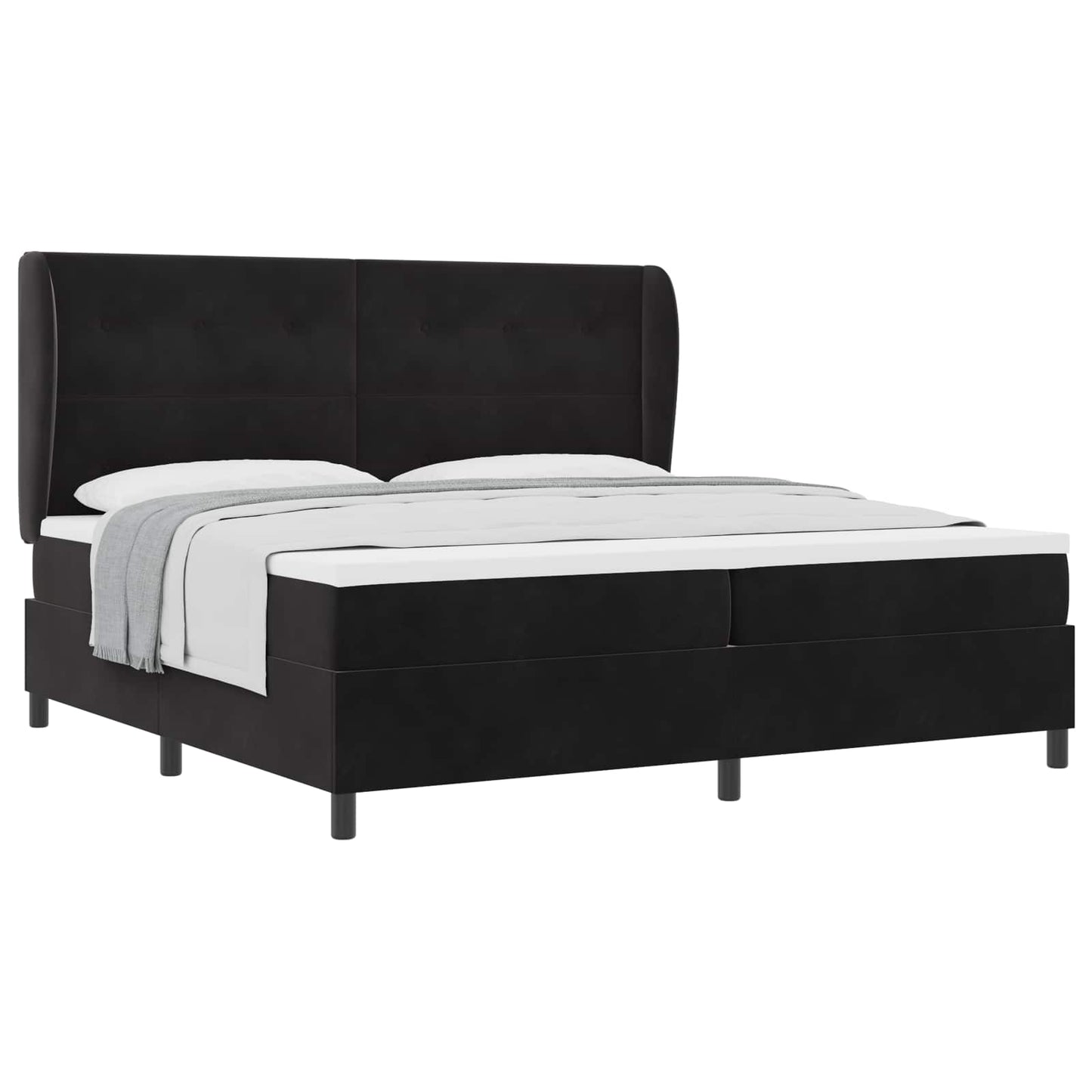 Letto a molle con testiera Nero 200 x 200 cm Velluto | homemem39